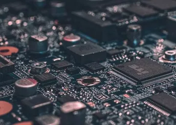 Electronic components on a board